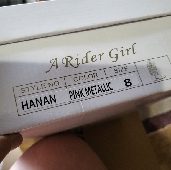 *NWT Metallic Pink Embroidered Cowboy Boots SZ 8 - Picture 7 of 7